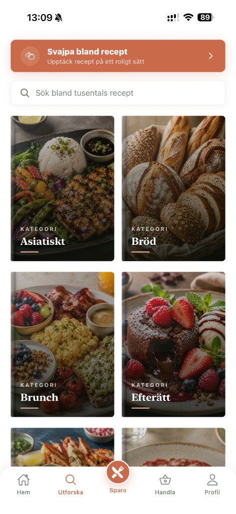 Recipi app — utforska recept